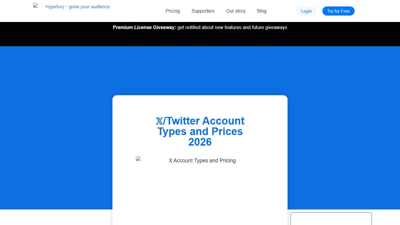 𝕏/Twitter Account Types and Prices 2026 - Hypefury - Social Media Scheduling & Automation